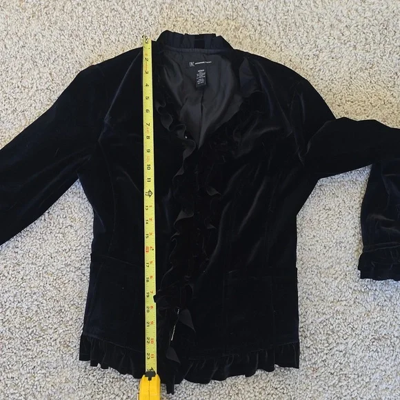 Inc Black Velvet Zippered Blazer Medium - Picture 9 of 10